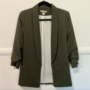 H&M Shawl Collar Jacket Dark Green US 2
